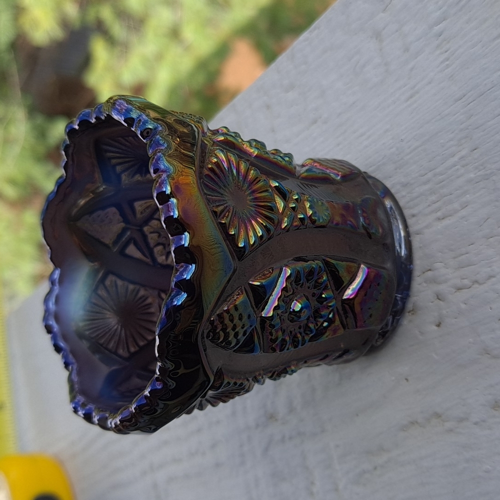 Vintage Amethyst Imperial Carnival Glass Toothpick Holder Iridescent